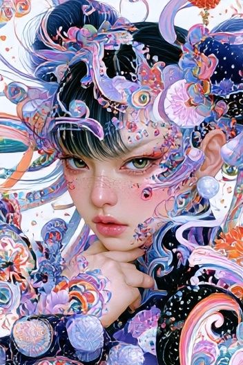 Surreal Floral Portrait Print. poster — illustration art