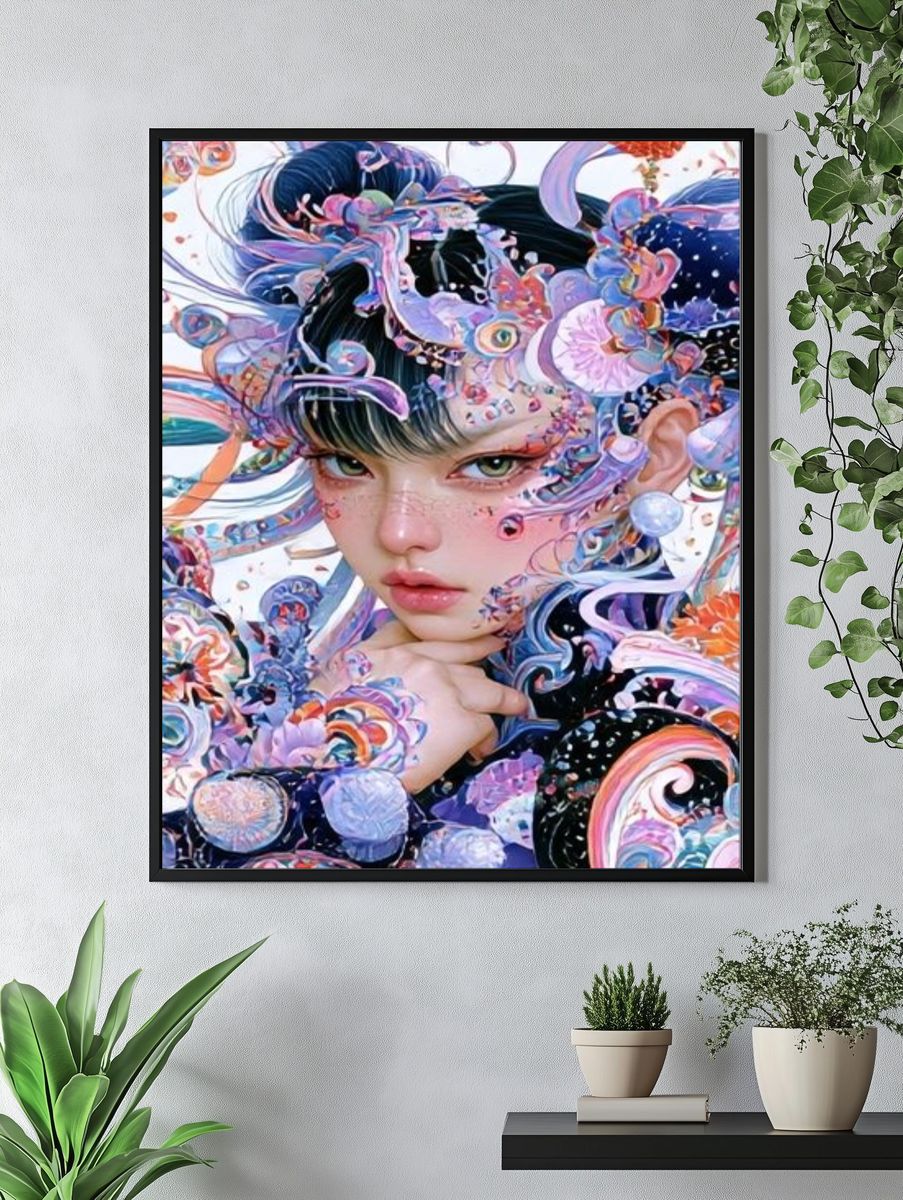 Surreal Floral Portrait Print. — room view 4
