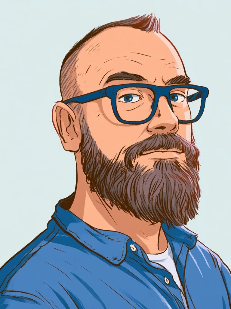 Bearded Man Portrait Illustration Poster. poster detail