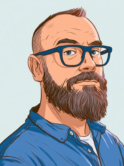 Bearded Man Portrait Illustration Poster.