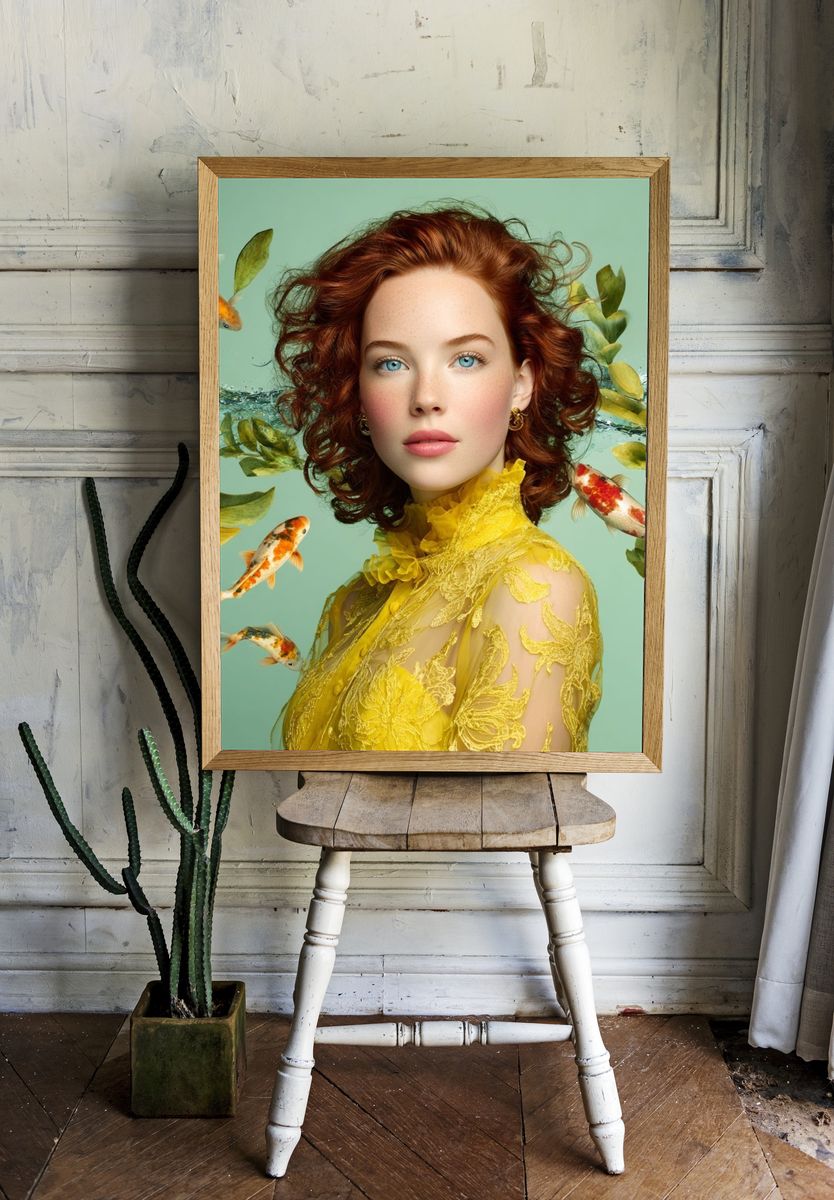 Koi Portrait Illustration Print. room preview