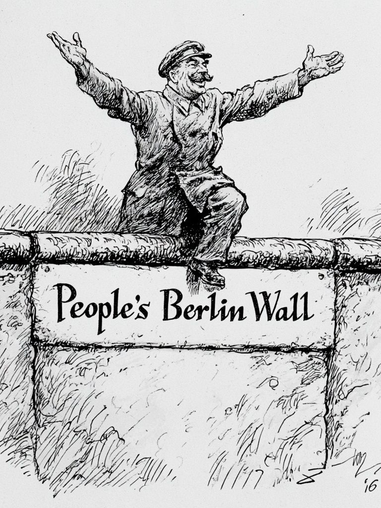 People's Berlin Wall Illustration Print. poster detail