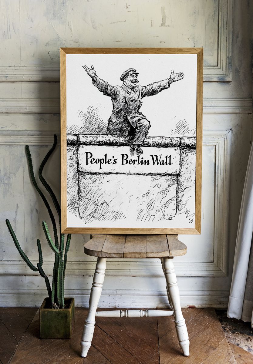 People's Berlin Wall Illustration Print. room preview