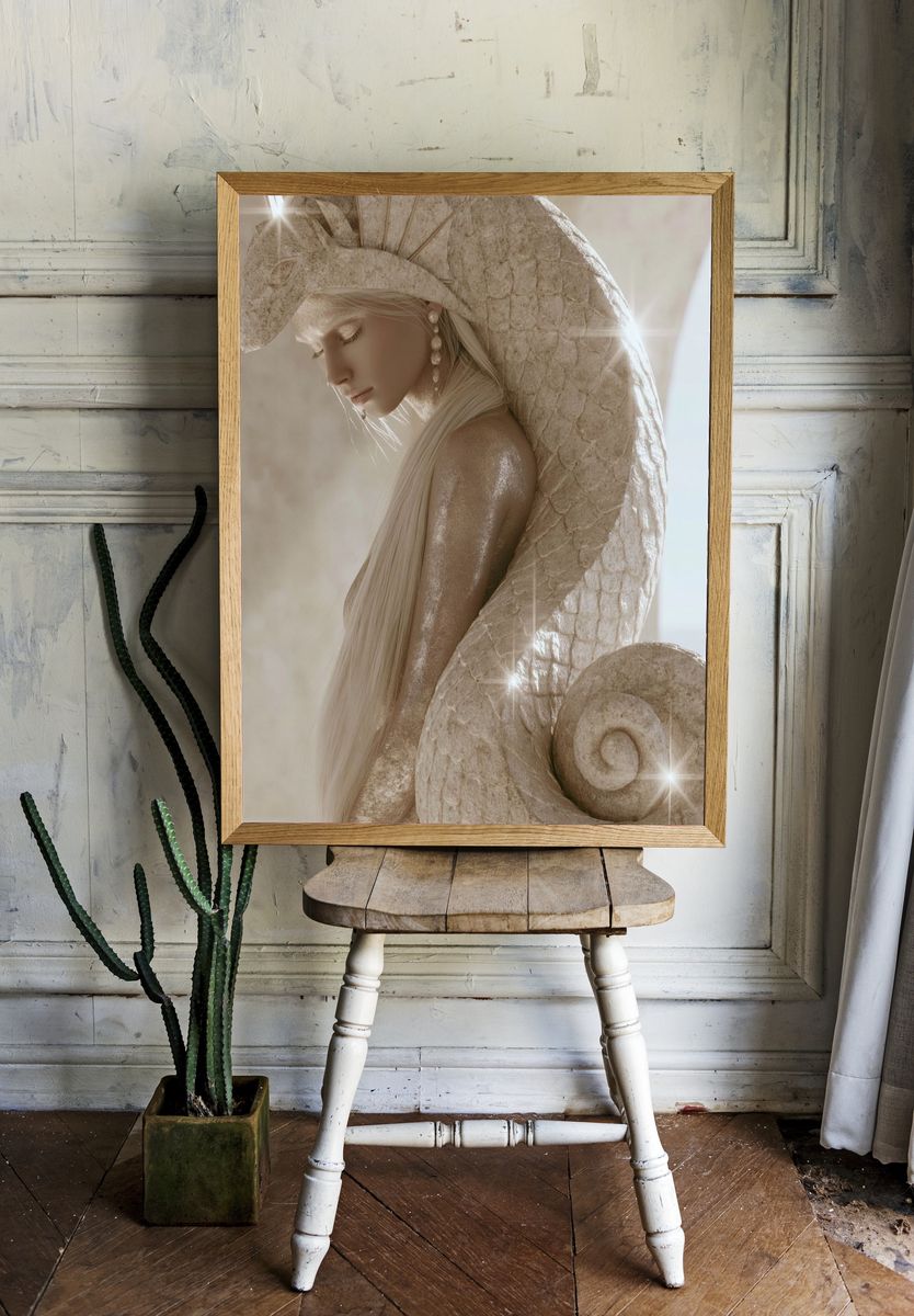 Celestial Serpent Portrait Print. room preview