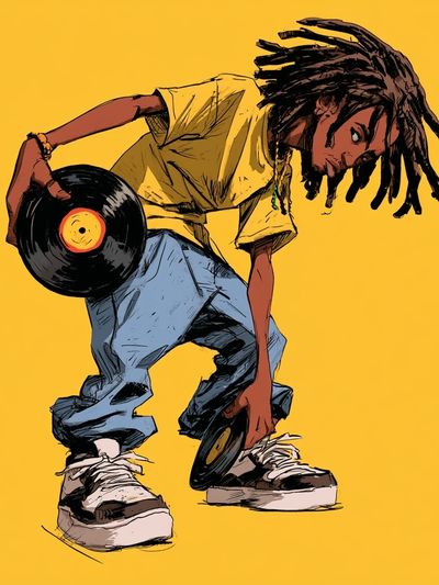 DJ Breakdancer Illustration Poster.