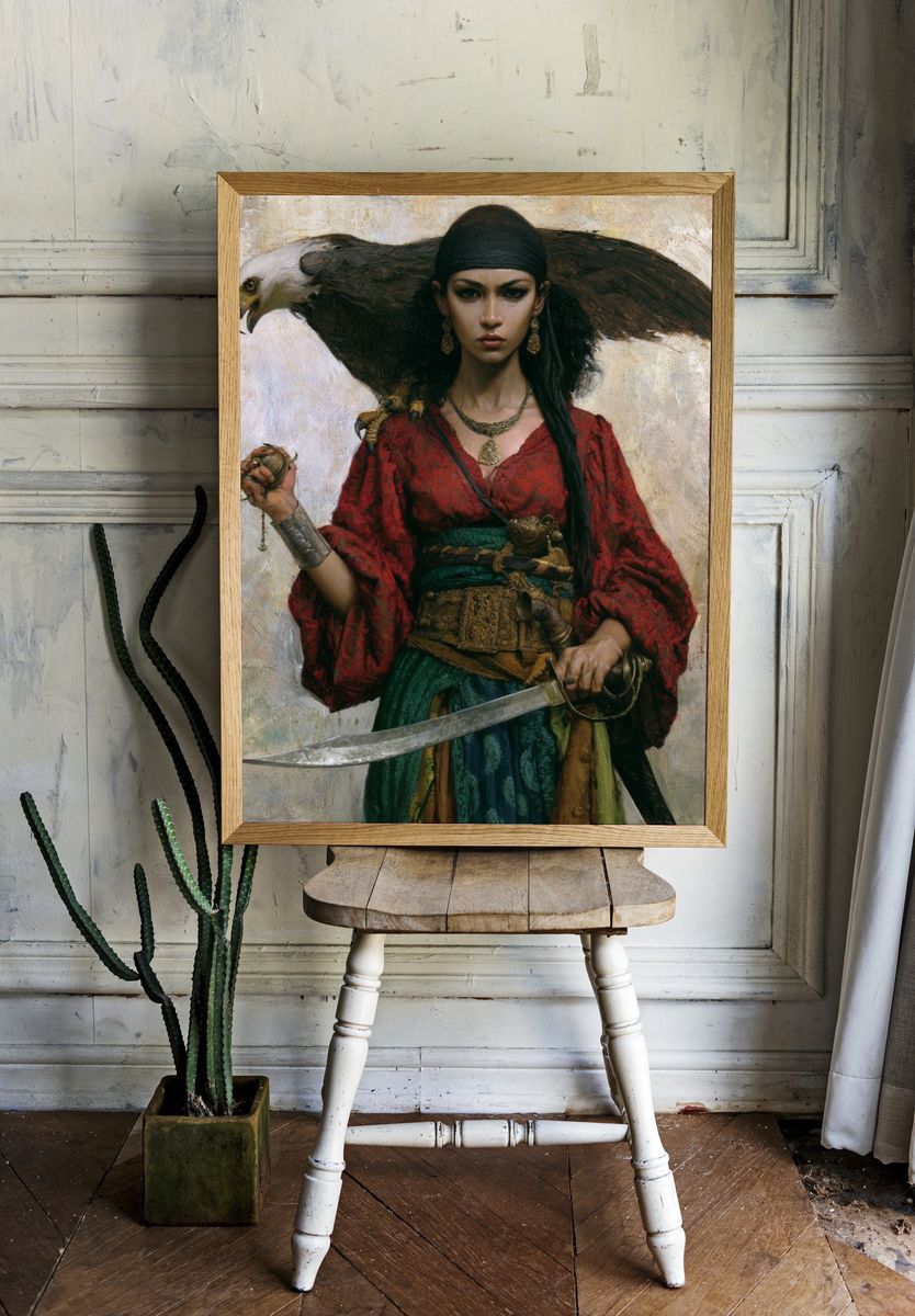 Falcon Warrior Portrait Print. — room view 1