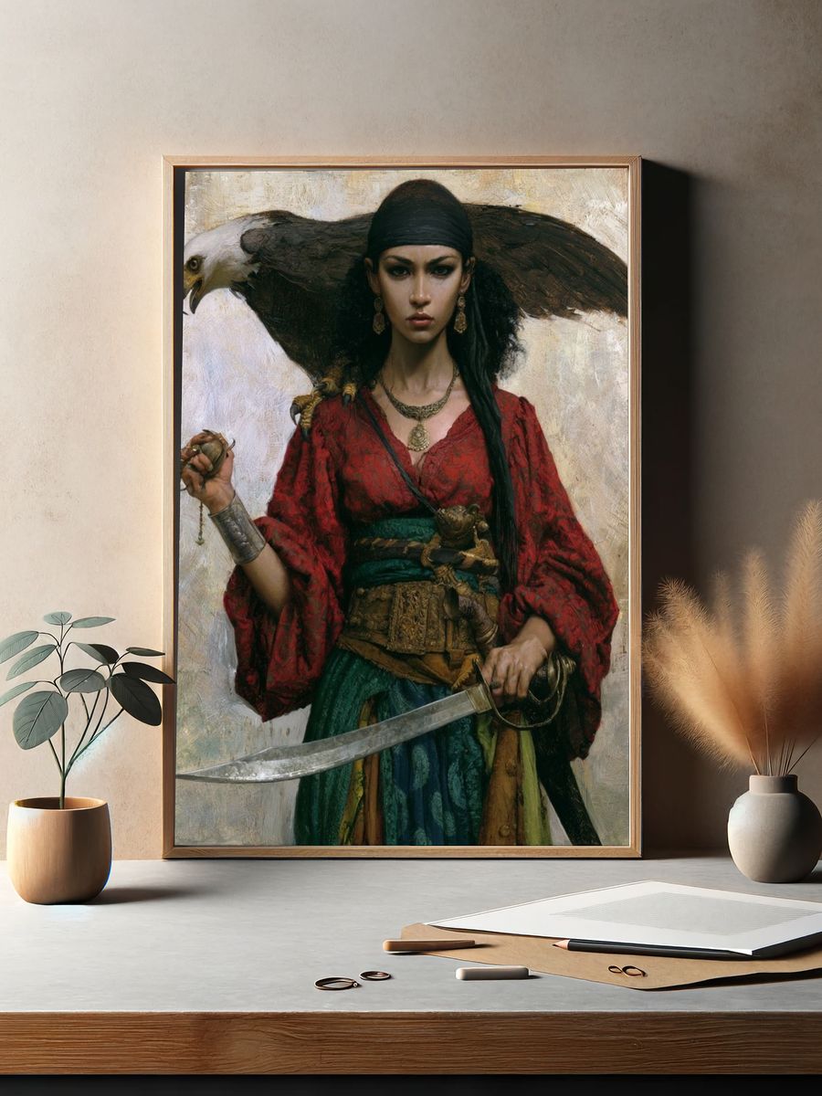 Falcon Warrior Portrait Print. — room view 2
