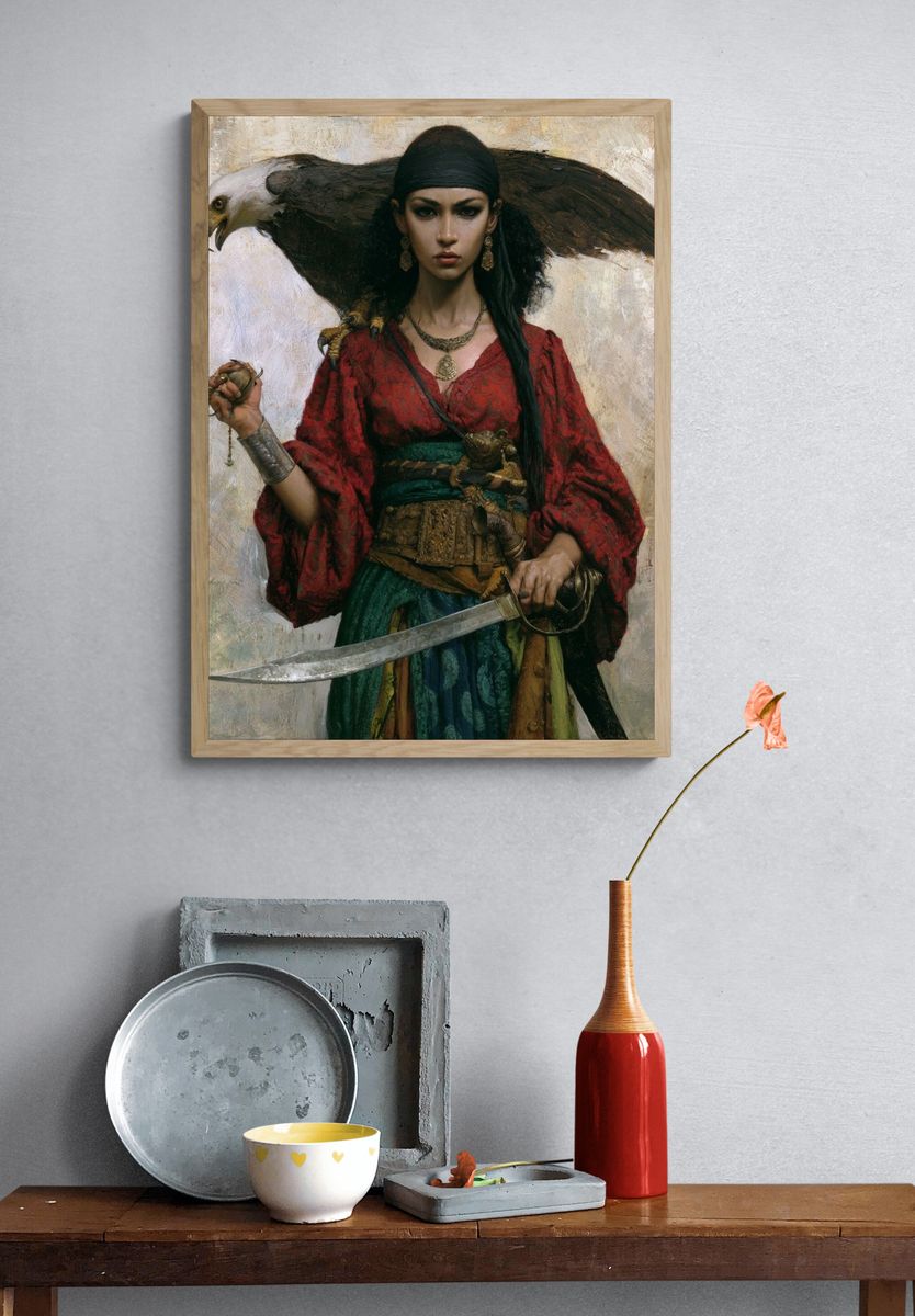 Falcon Warrior Portrait Print. — room view 3