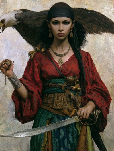Falcon Warrior Portrait Print. poster