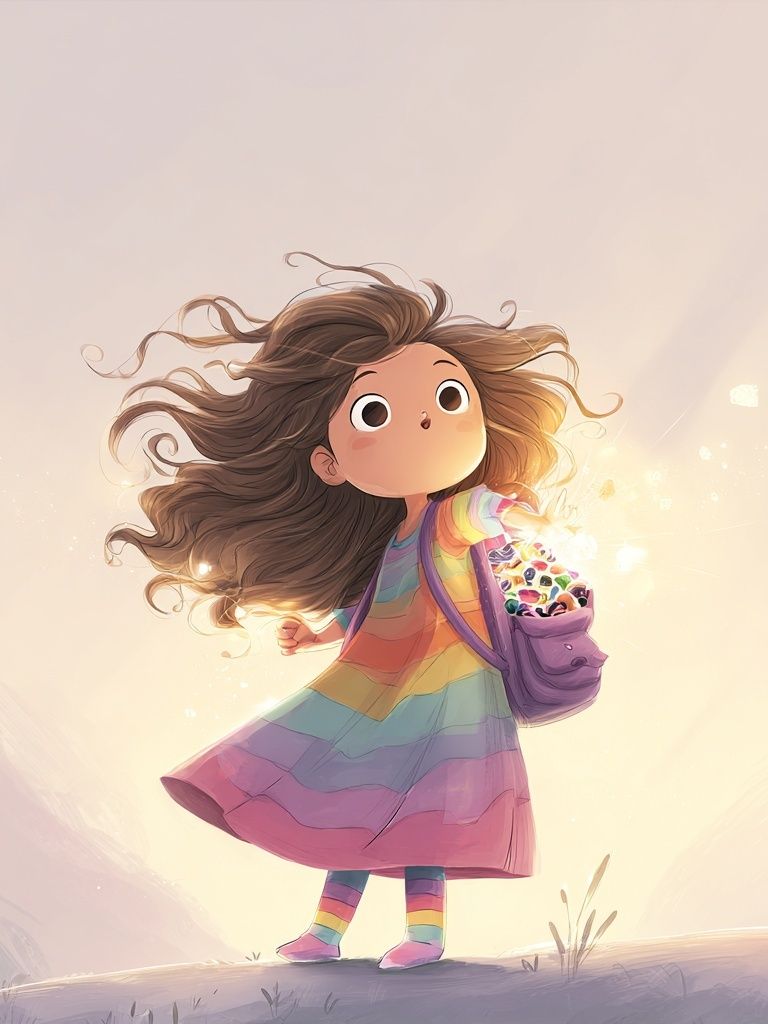 Rainbow Girl Digital-Art Poster. poster detail