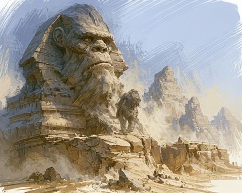 Sphinx Desert Ruins Illustration Poster. poster detail