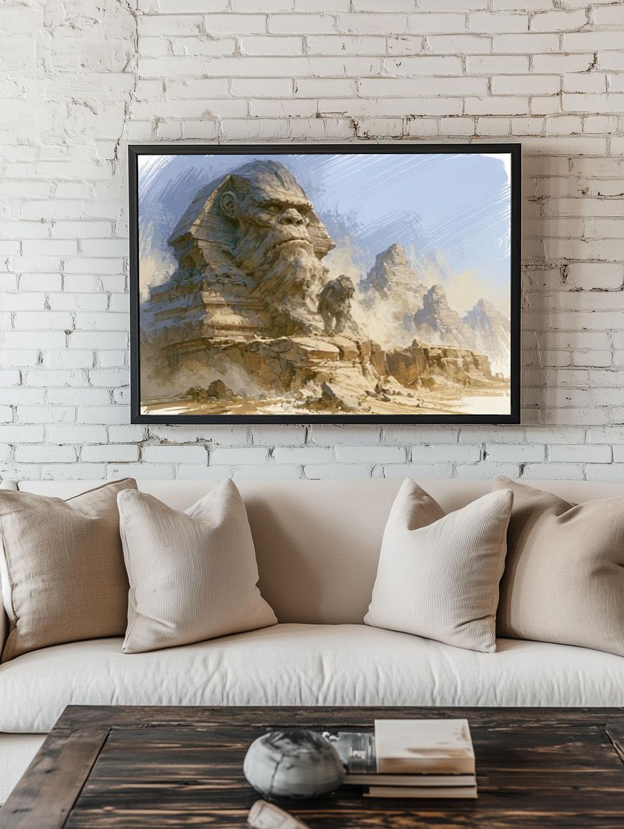 Sphinx Desert Ruins Illustration Poster. room preview