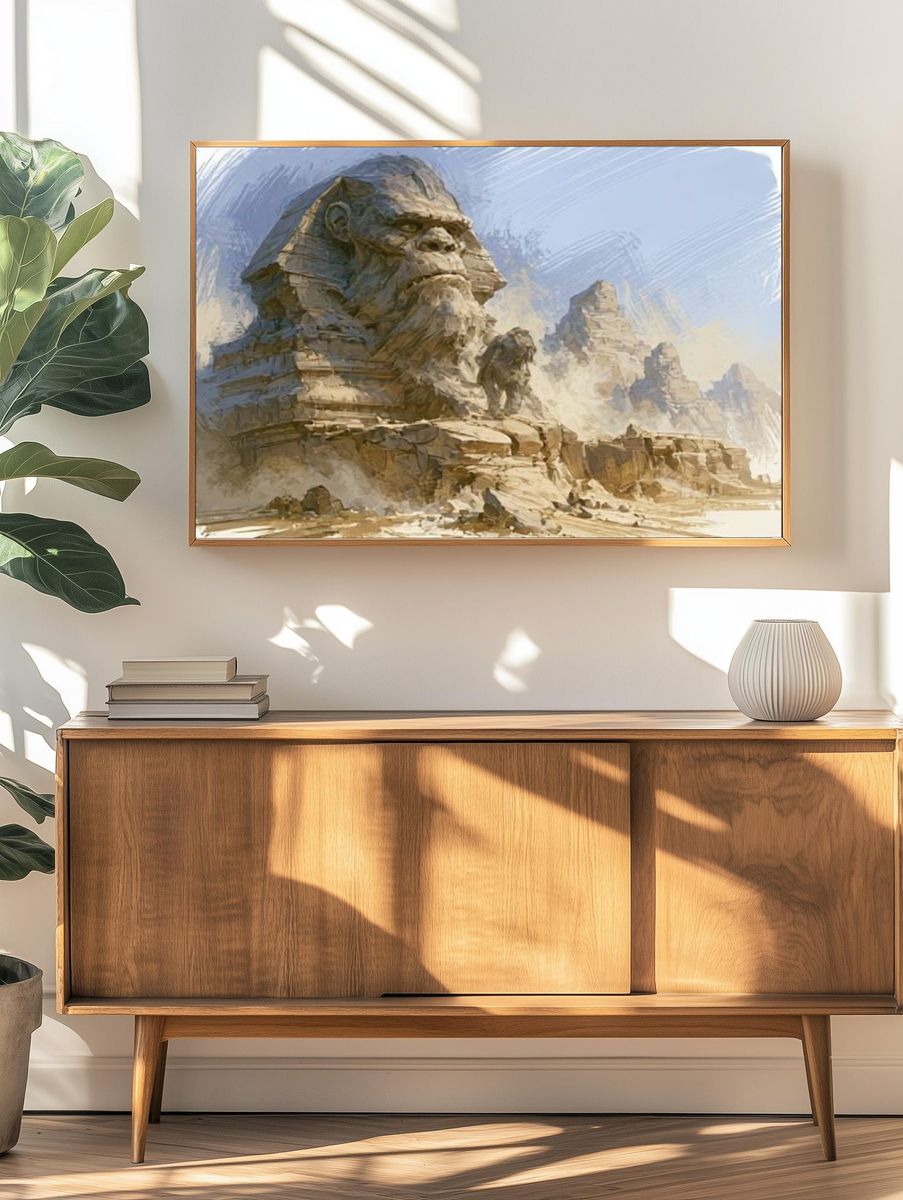 Sphinx Desert Ruins Illustration Poster. — room view 3