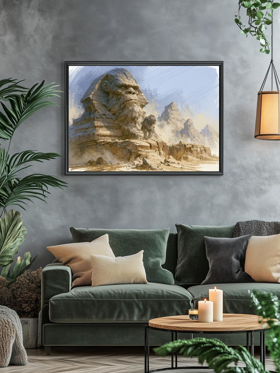 Sphinx Desert Ruins Illustration Poster. — room view 4