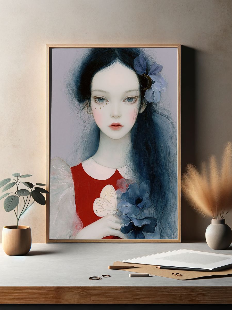 Dreamy Girl Portrait Print. — room view 2