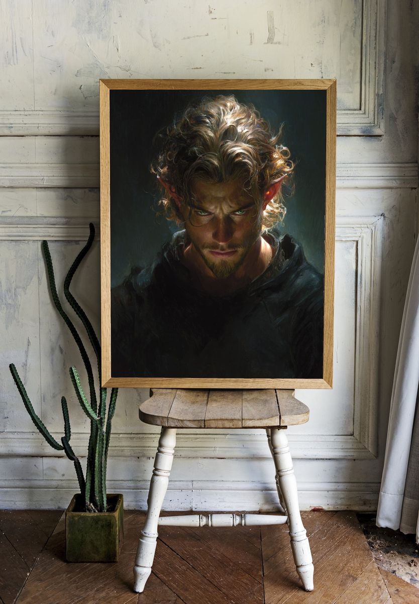 Elf Portrait Fantasy Print. room preview