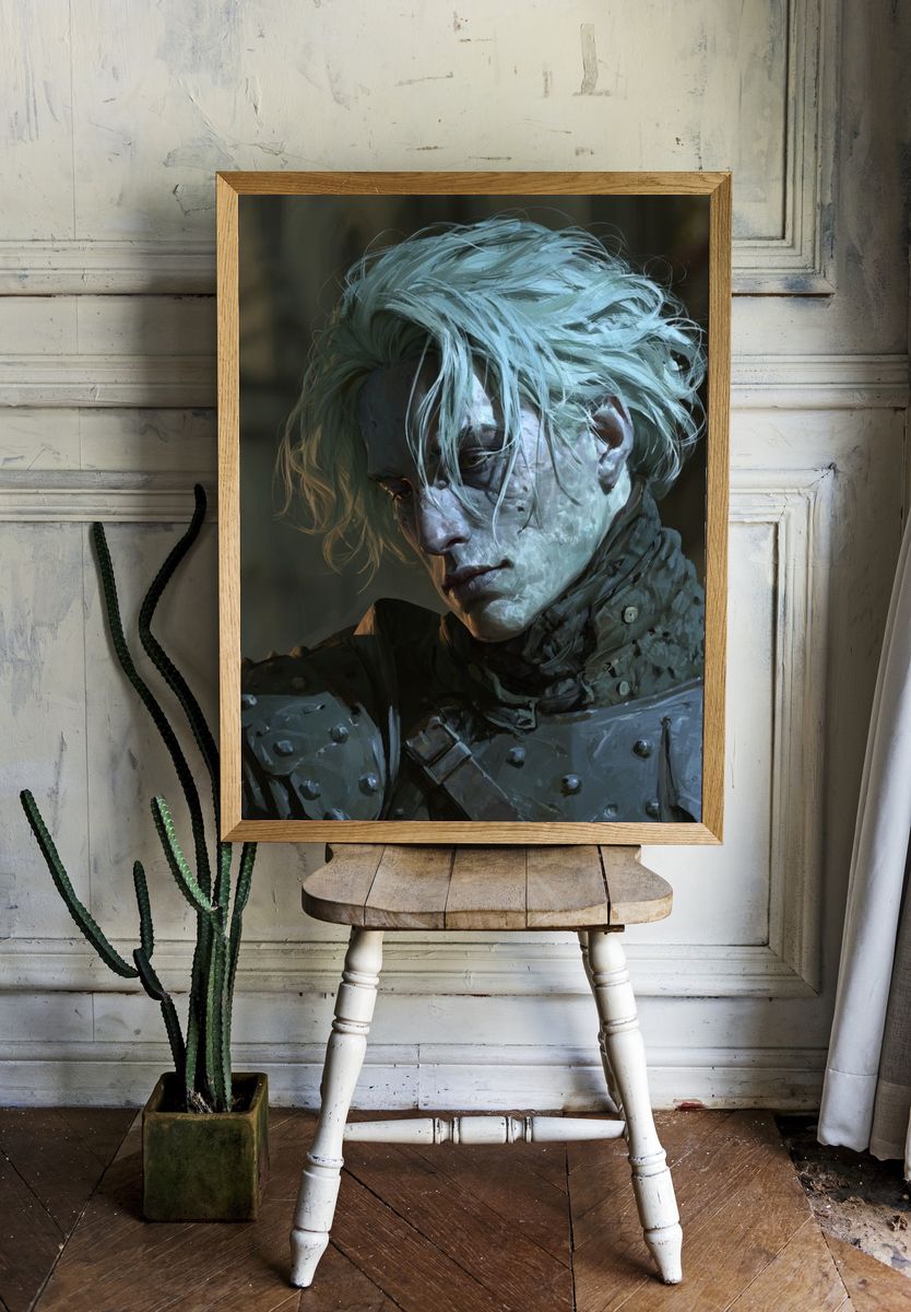 Pale Warrior Portrait Print. — room view 1