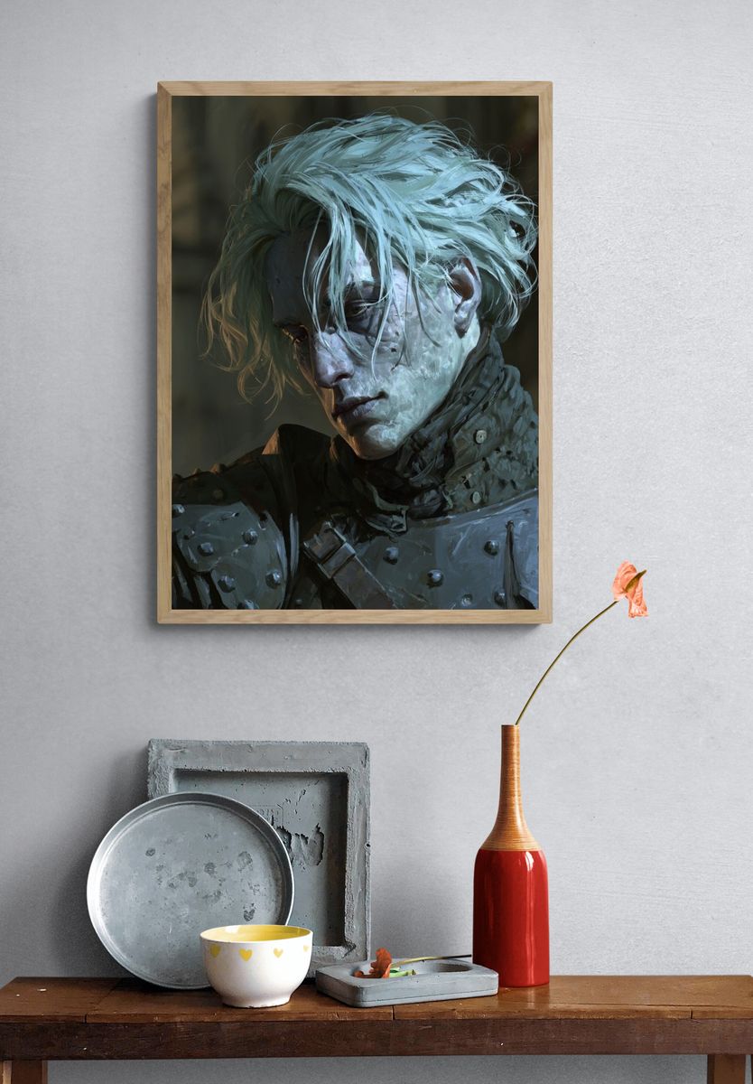 Pale Warrior Portrait Print. — room view 3