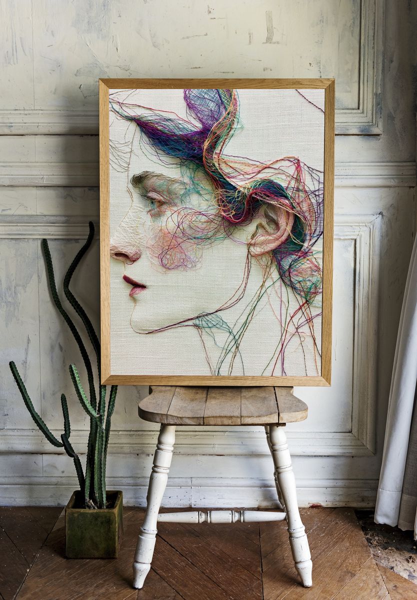 Thread Portrait Fine-Art Print. room preview