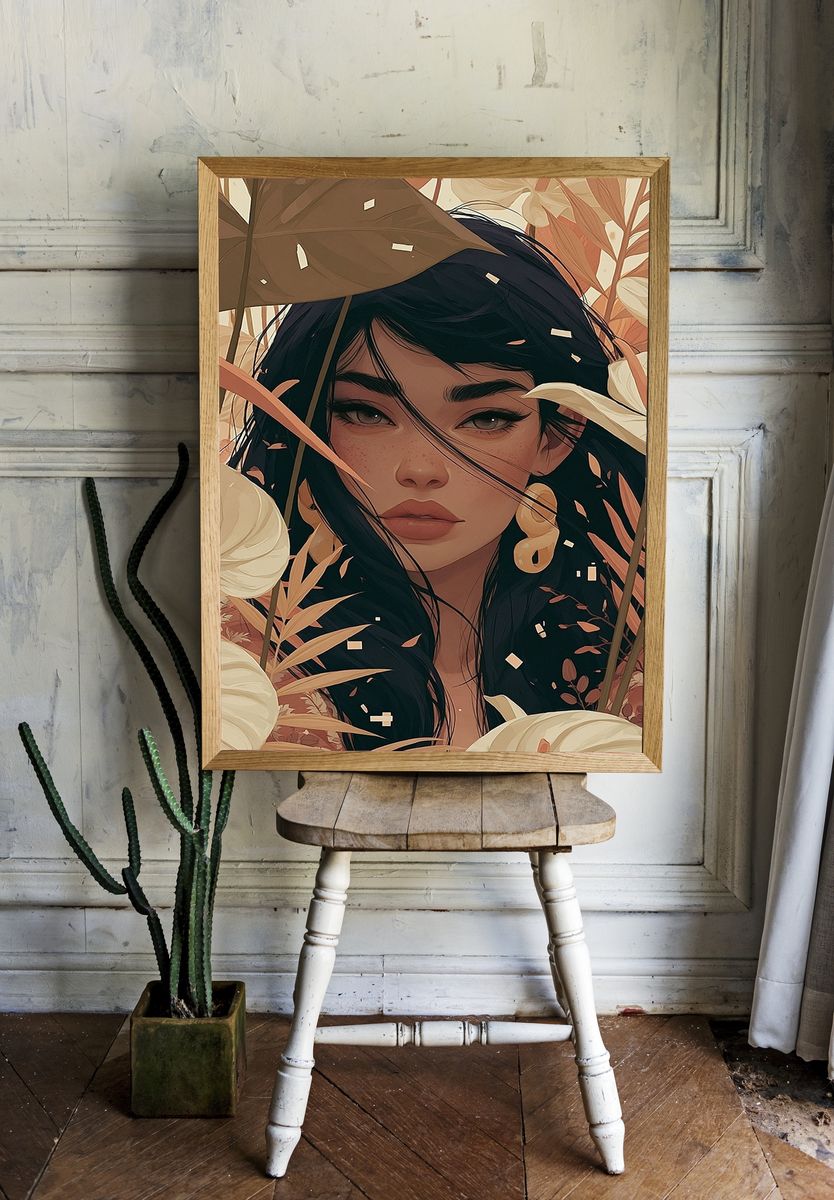 Botanical Portrait Illustration Poster. — room view 1