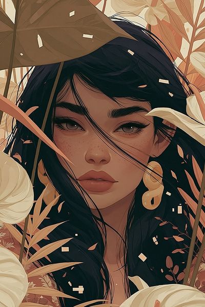Botanical Portrait Illustration Poster. poster