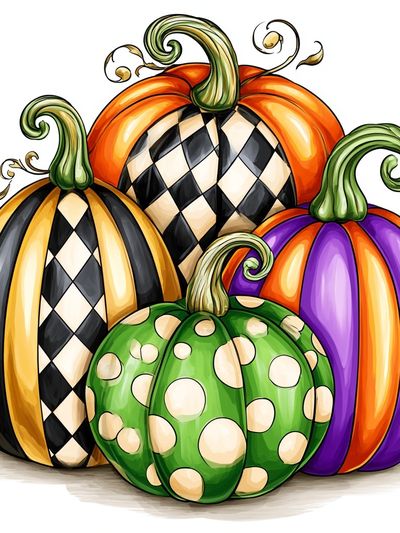 Whimsical Halloween Pumpkins Illustration Poster. poster