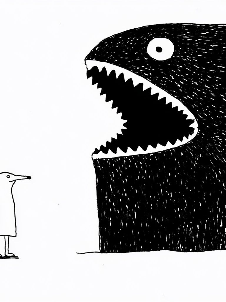 Surreal Bird and Monster Illustration Poster. poster detail