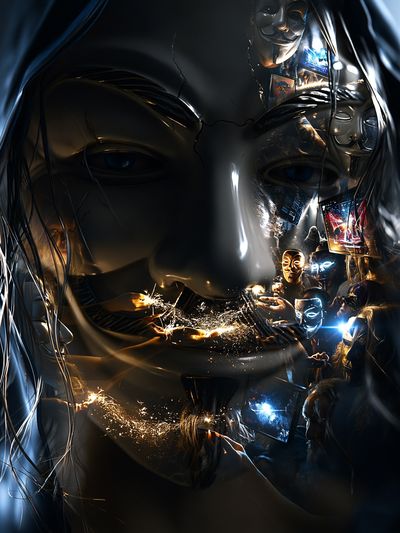 Masked Faces Digital Art Poster. poster print