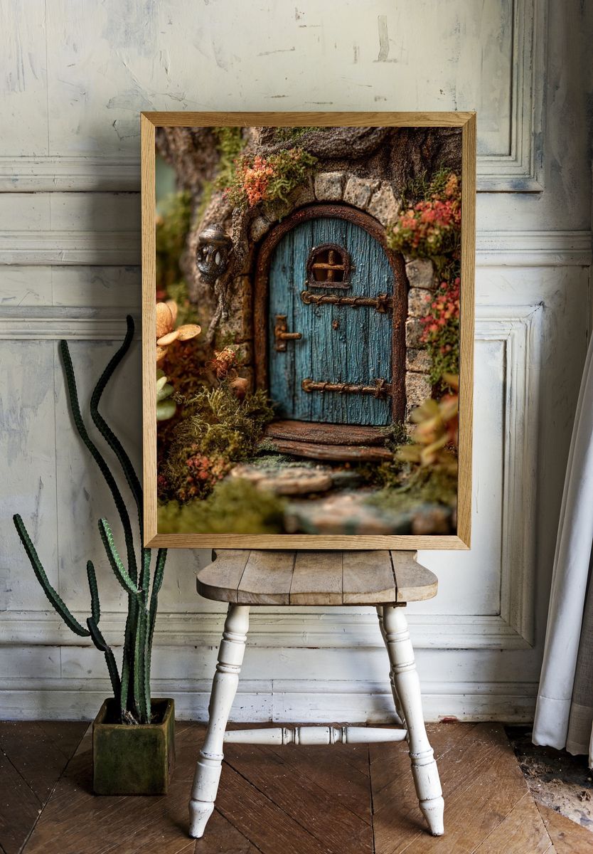 Fairy Cottage Door Illustration Poster. room preview