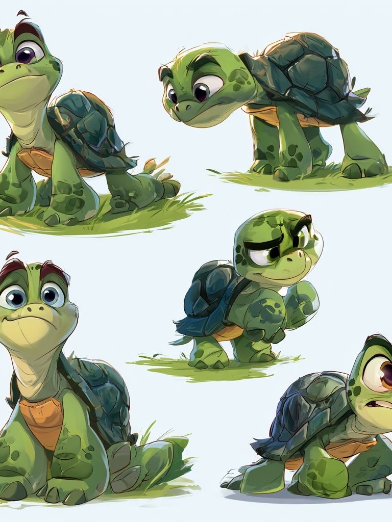 Cute Turtle Characters Illustration Poster. poster detail