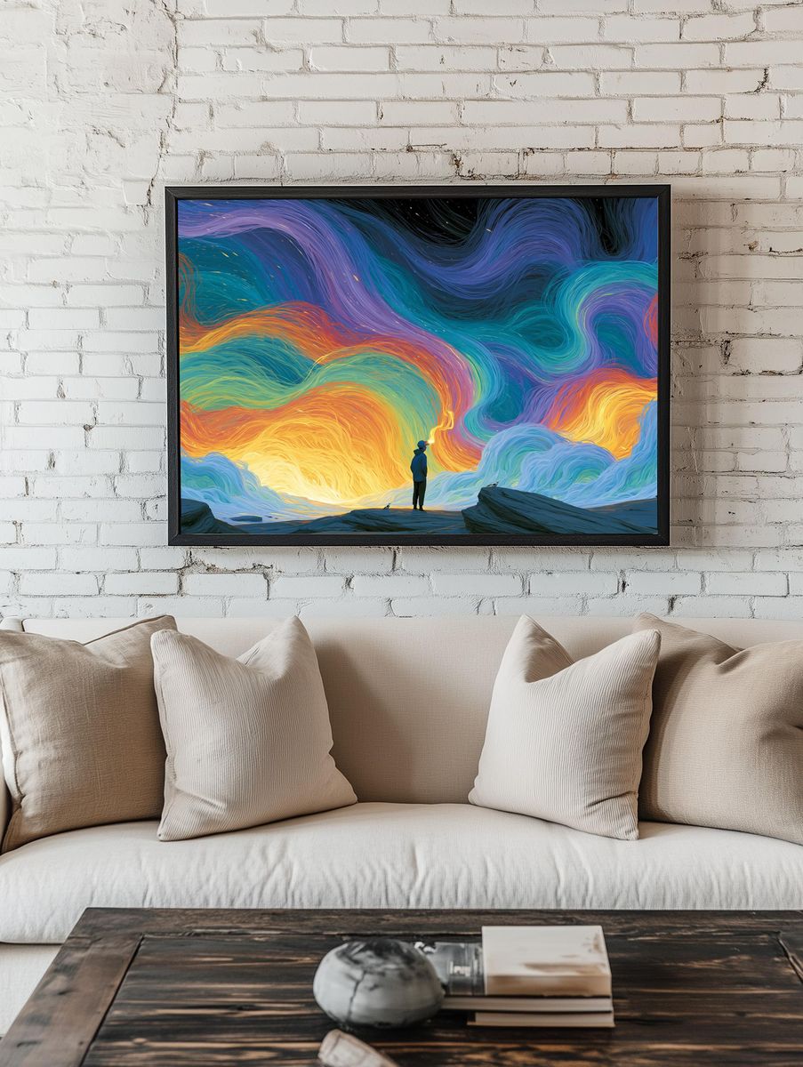 Cosmic Aurora Dreamscape Print. room preview