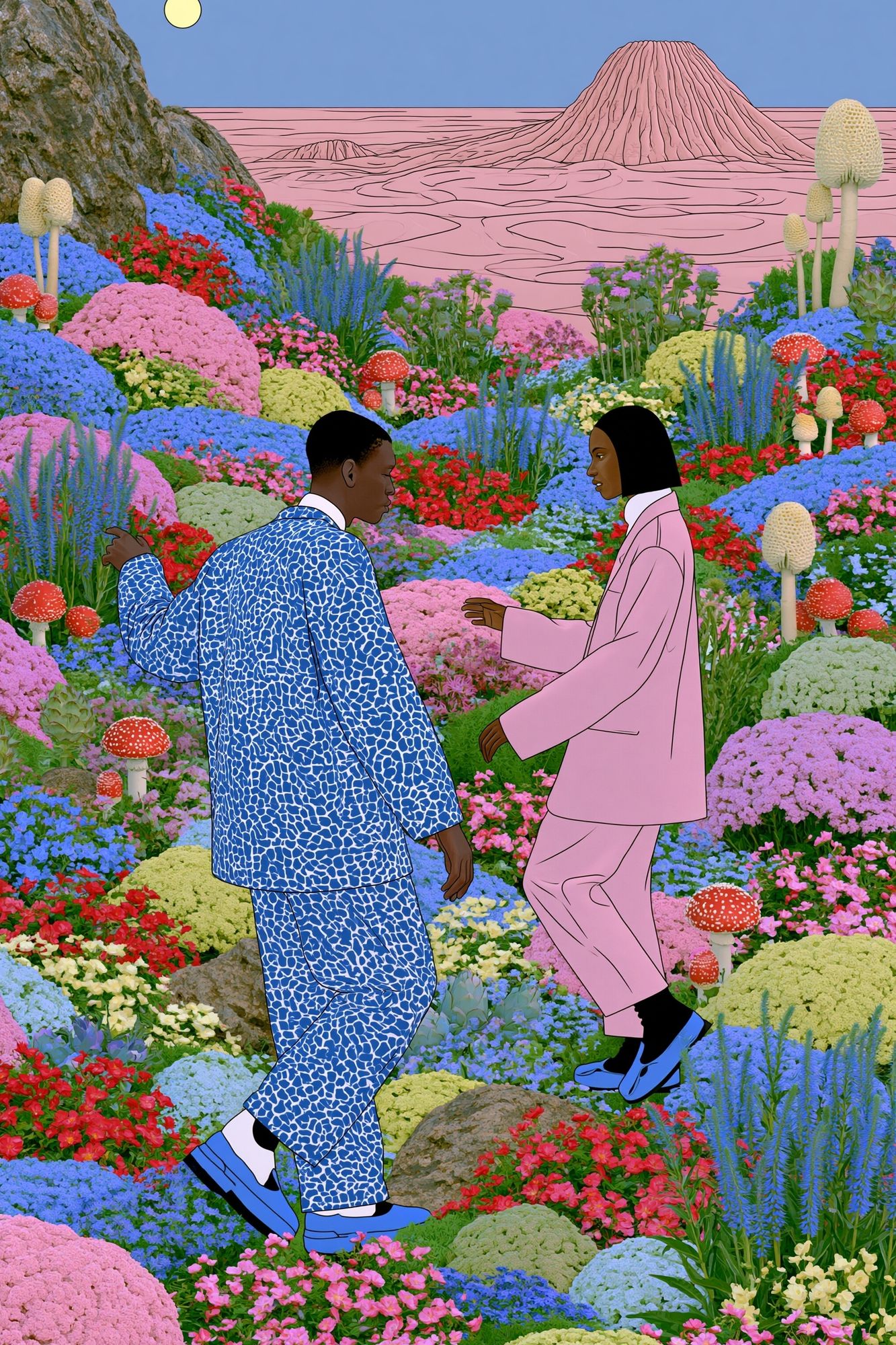 Dream Garden Couple Illustration Poster. poster — illustration art