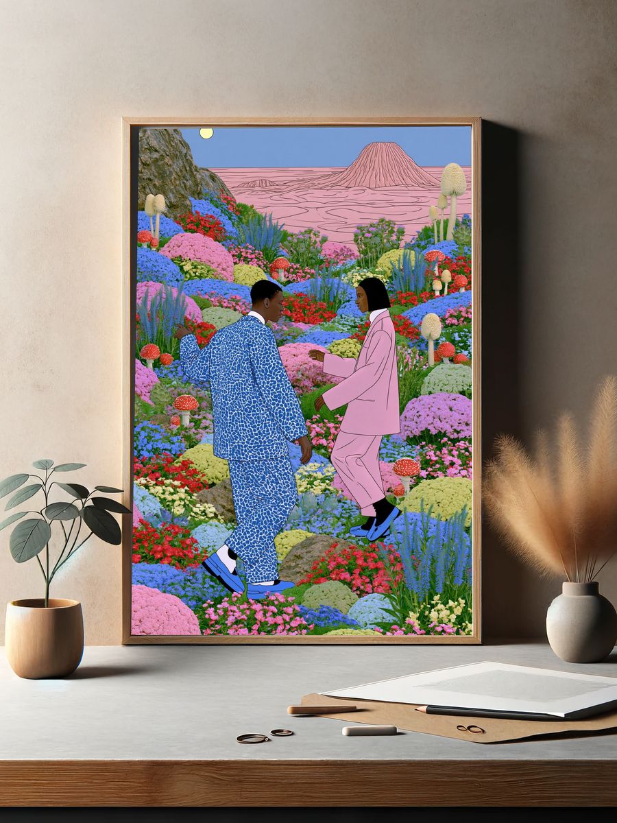 Dream Garden Couple Illustration Poster. — room view 2