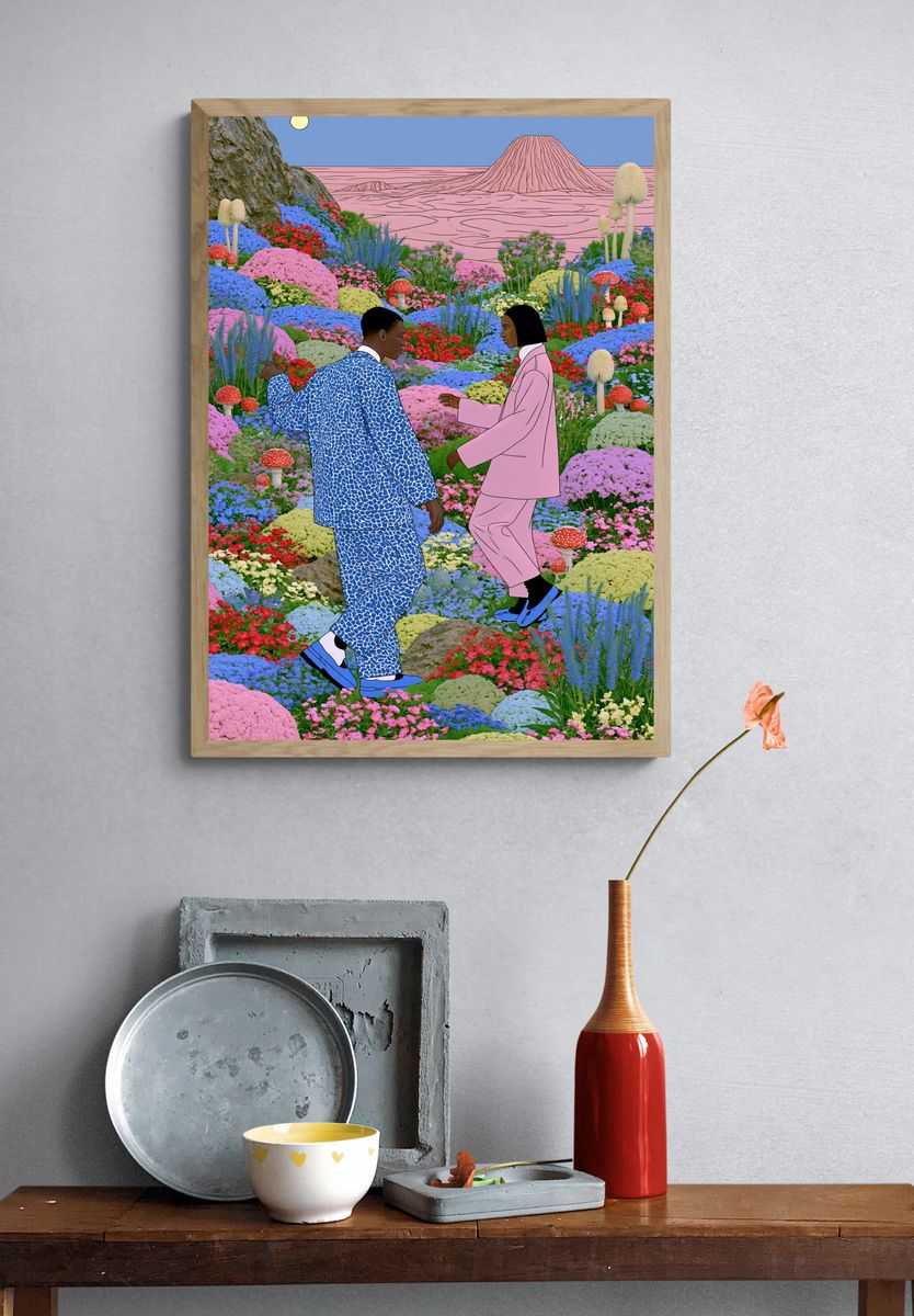 Dream Garden Couple Illustration Poster. — room view 3
