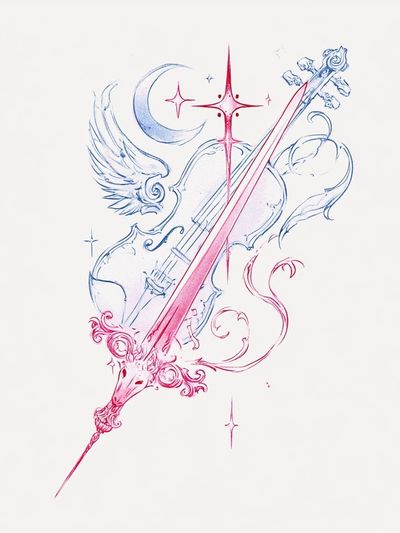 Celestial Violin Illustration Poster.