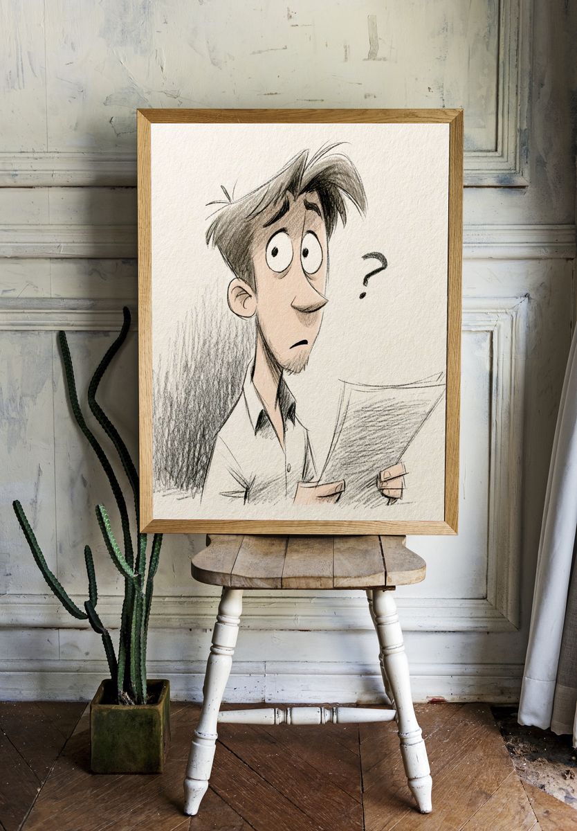 Confused Man Sketch Poster. room preview