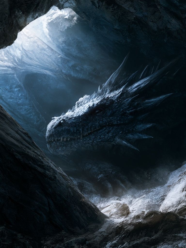 Ice Dragon Cave Illustration Poster. poster — illustration art
