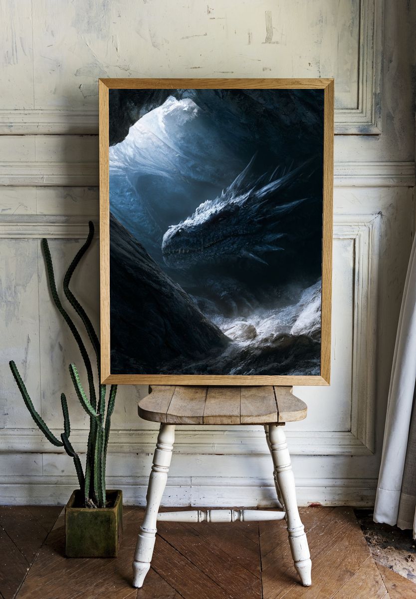 Ice Dragon Cave Illustration Poster. room preview
