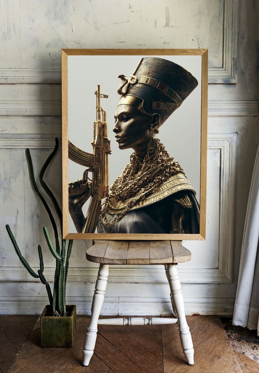 Afrofuturist Warrior Portrait Print. — room view 1