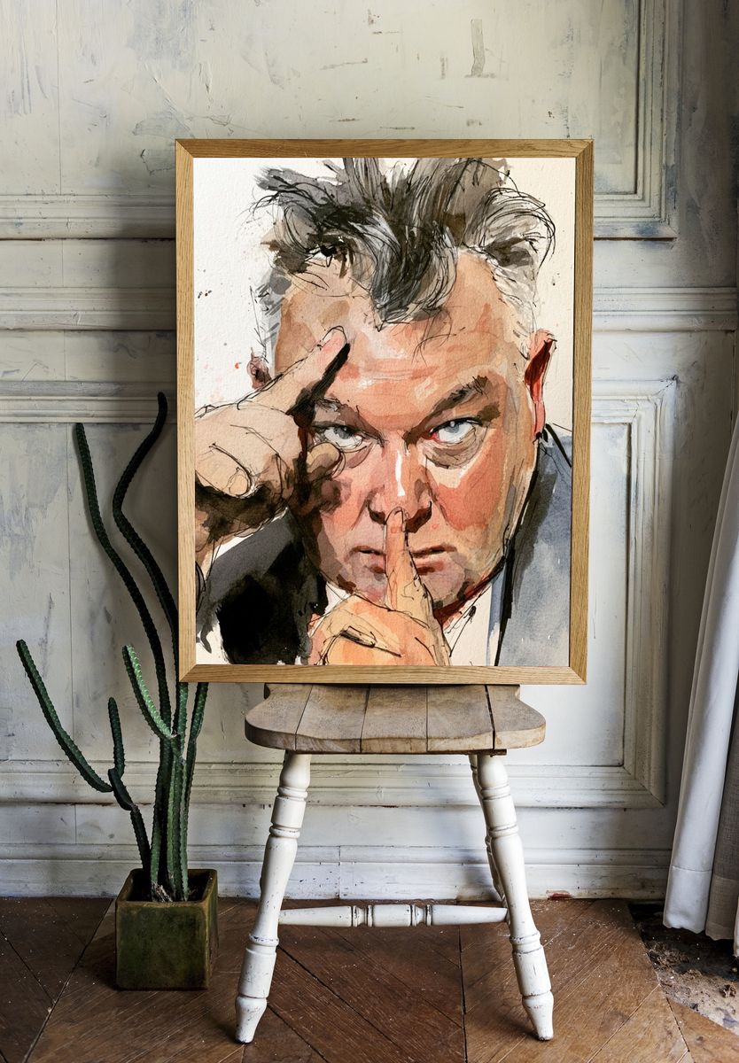 Intense Portrait Watercolor Poster. — room view 1