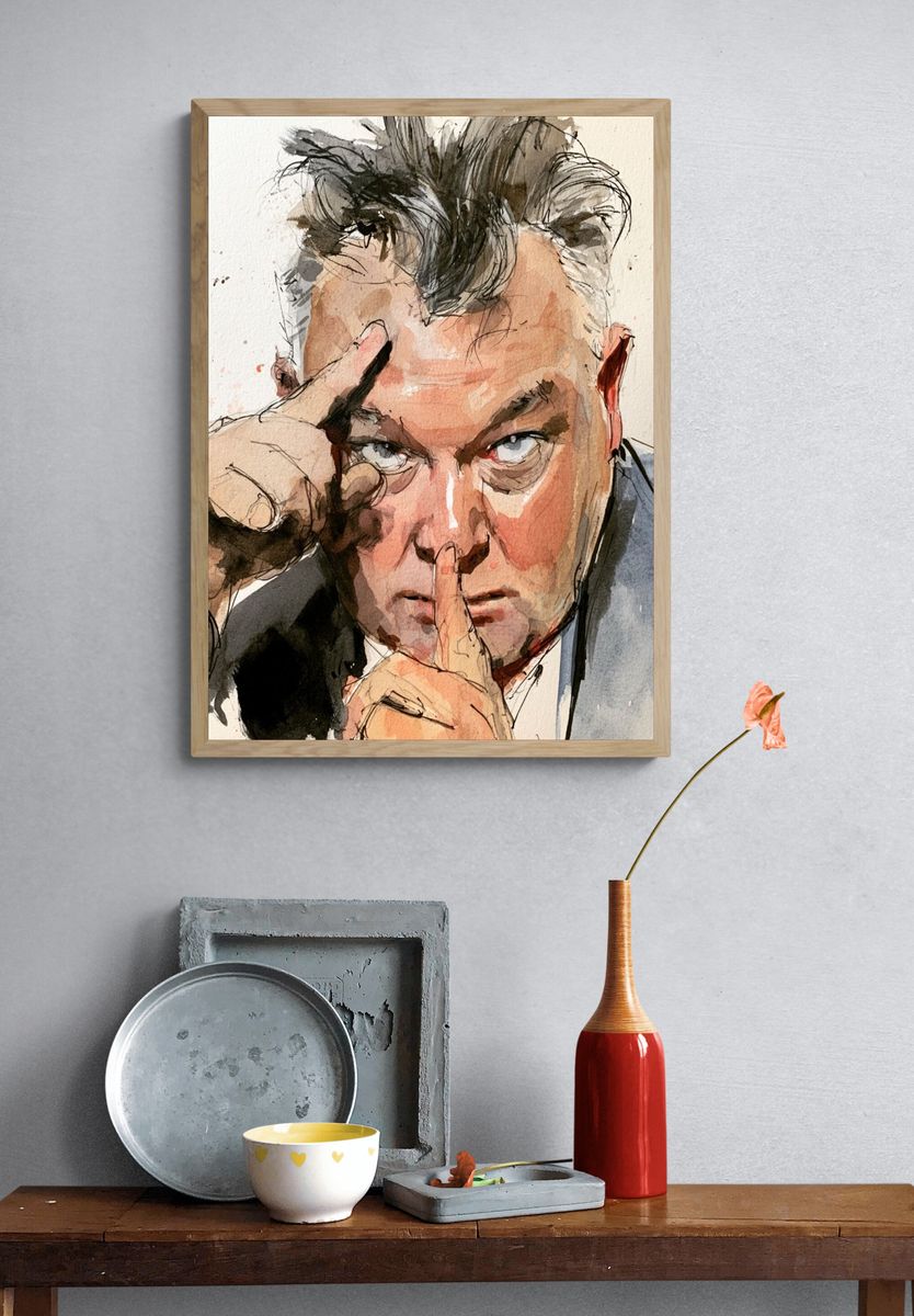 Intense Portrait Watercolor Poster. — room view 3