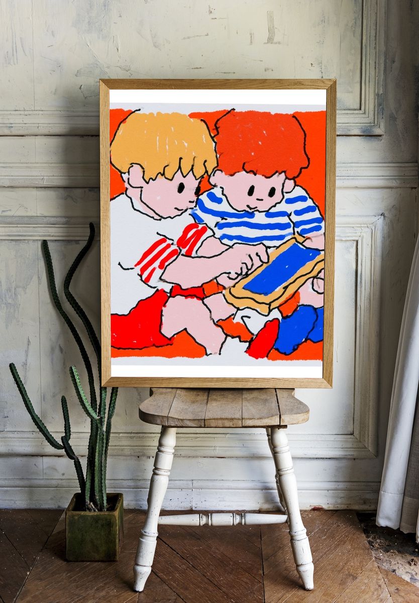 Playful Children Illustration Poster. — room view 1