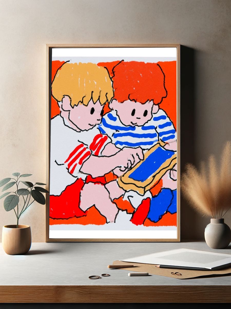 Playful Children Illustration Poster. — room view 2