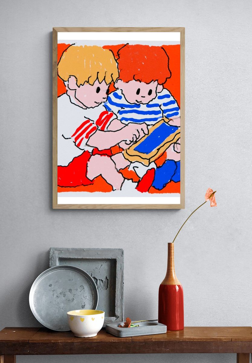 Playful Children Illustration Poster. — room view 3