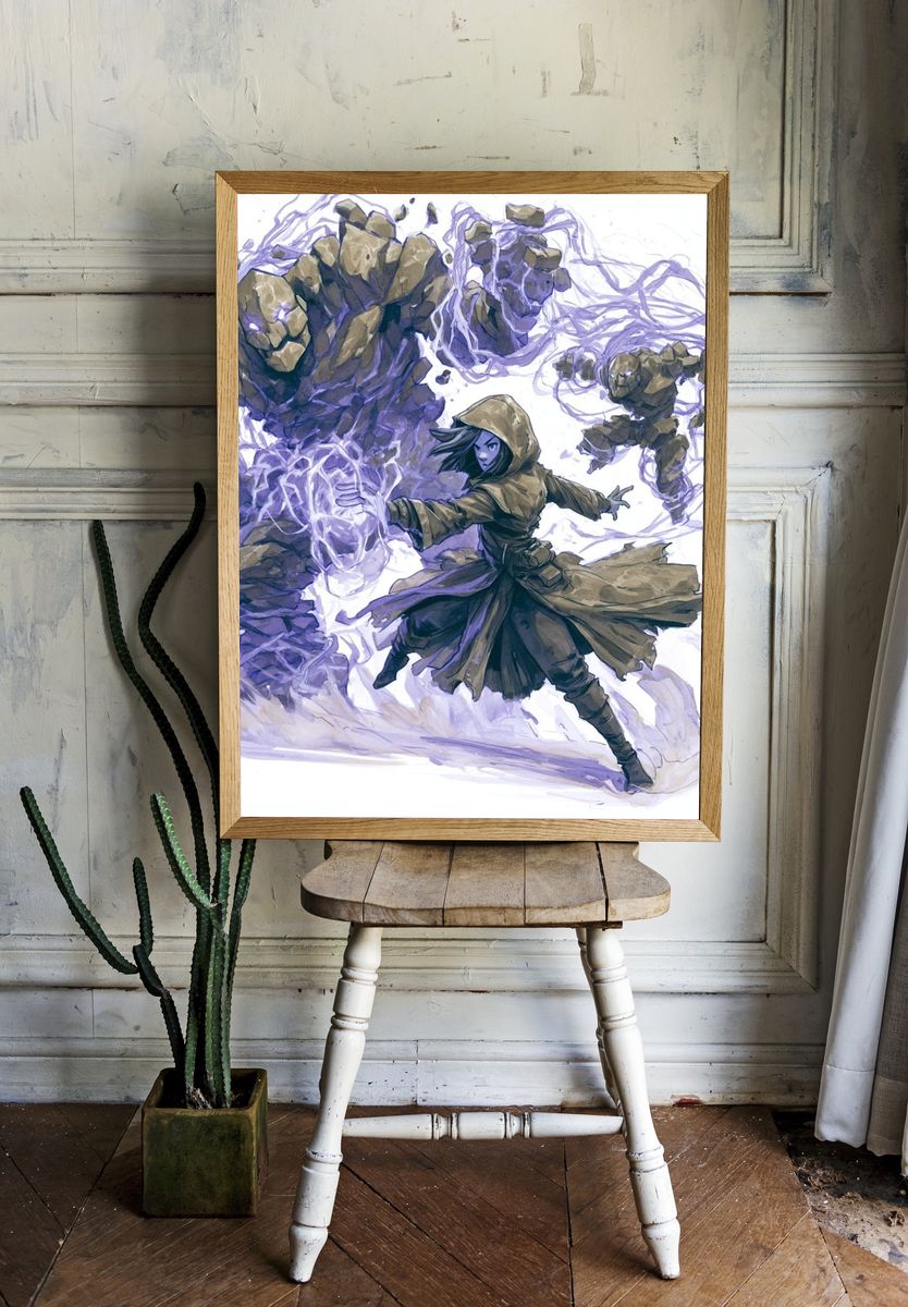 Elemental Mage Digital Art Poster. — room view 1