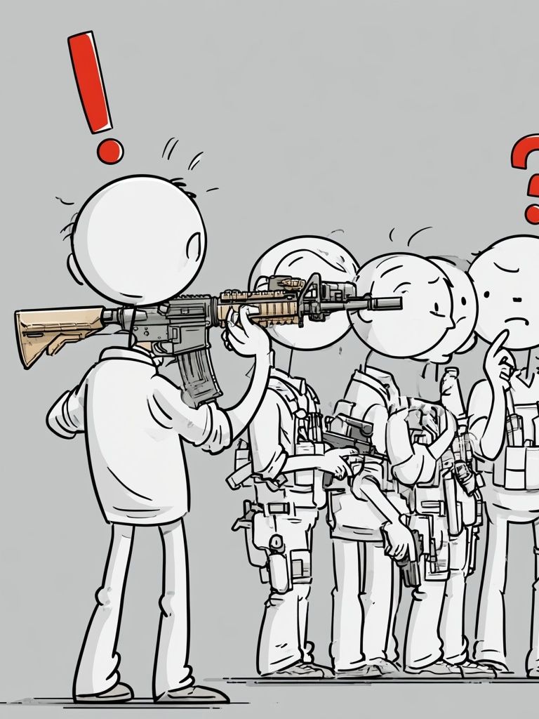 Cartoon Soldiers Confusion Illustration Poster. poster — illustration art