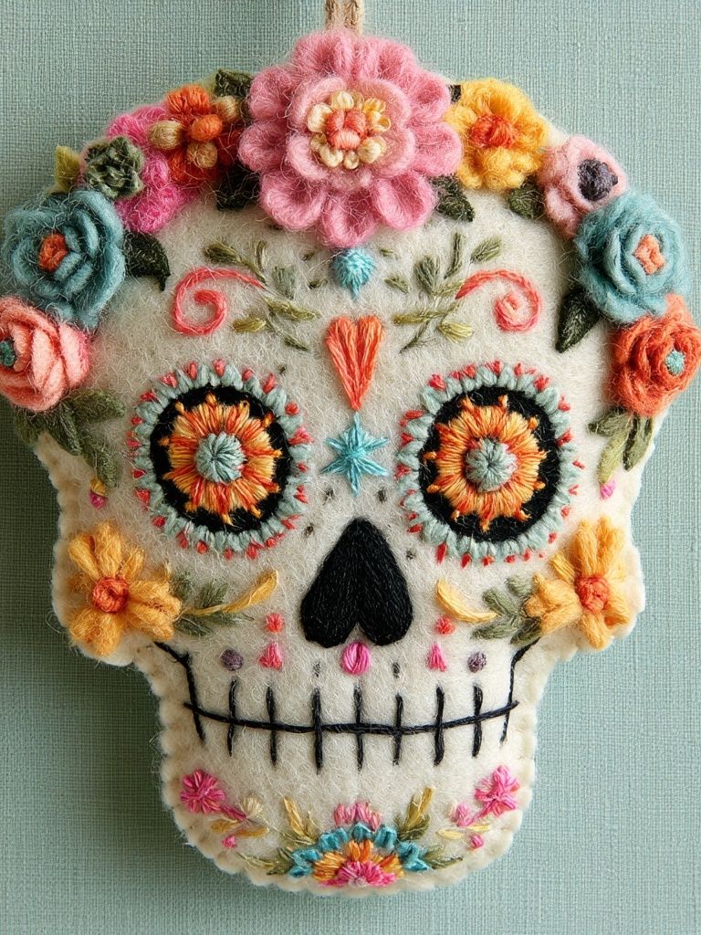 Floral Sugar Skull Illustration Print. poster detail