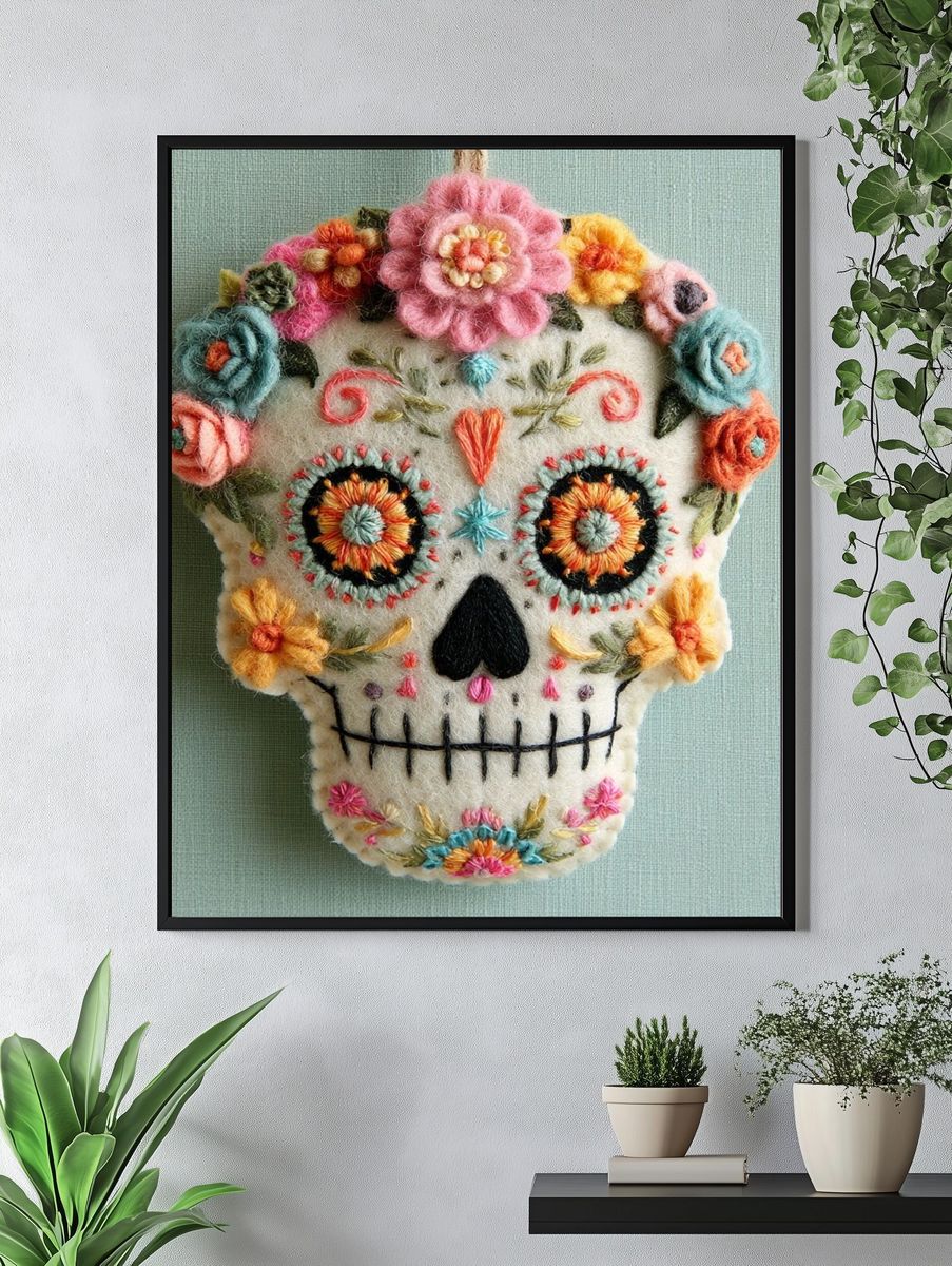 Floral Sugar Skull Illustration Print. — room view 4