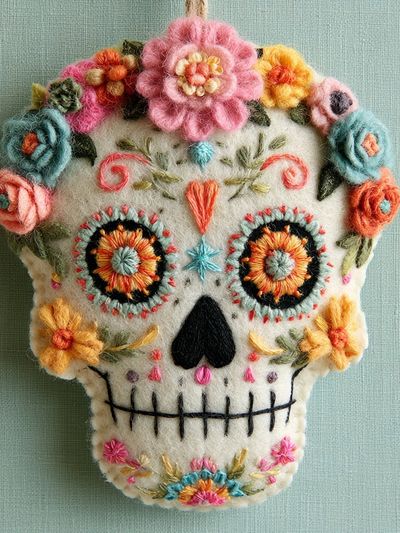 Floral Sugar Skull Illustration Print. poster