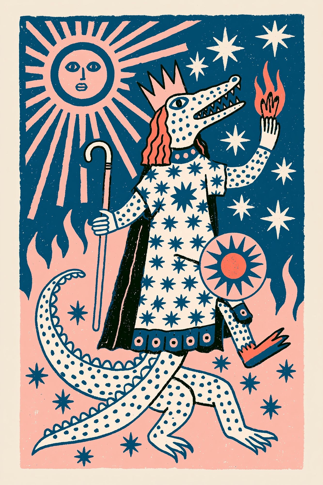 Mythic Crocodile Rider Illustration Poster. poster detail
